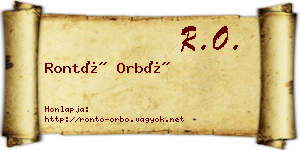 Rontó Orbó névjegykártya